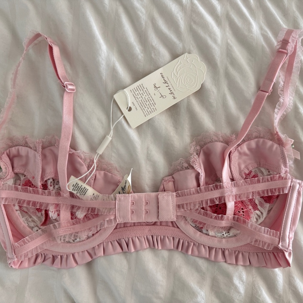 BNWT For Love And Lemons Pink Floral Embroidered Bra - Picture 4 of 5